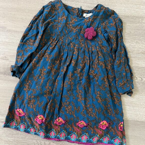 Monsoon Other - Monsoon Girls Long Sleeve Floral Pattern Dress Blue and Pink 2-3yrs